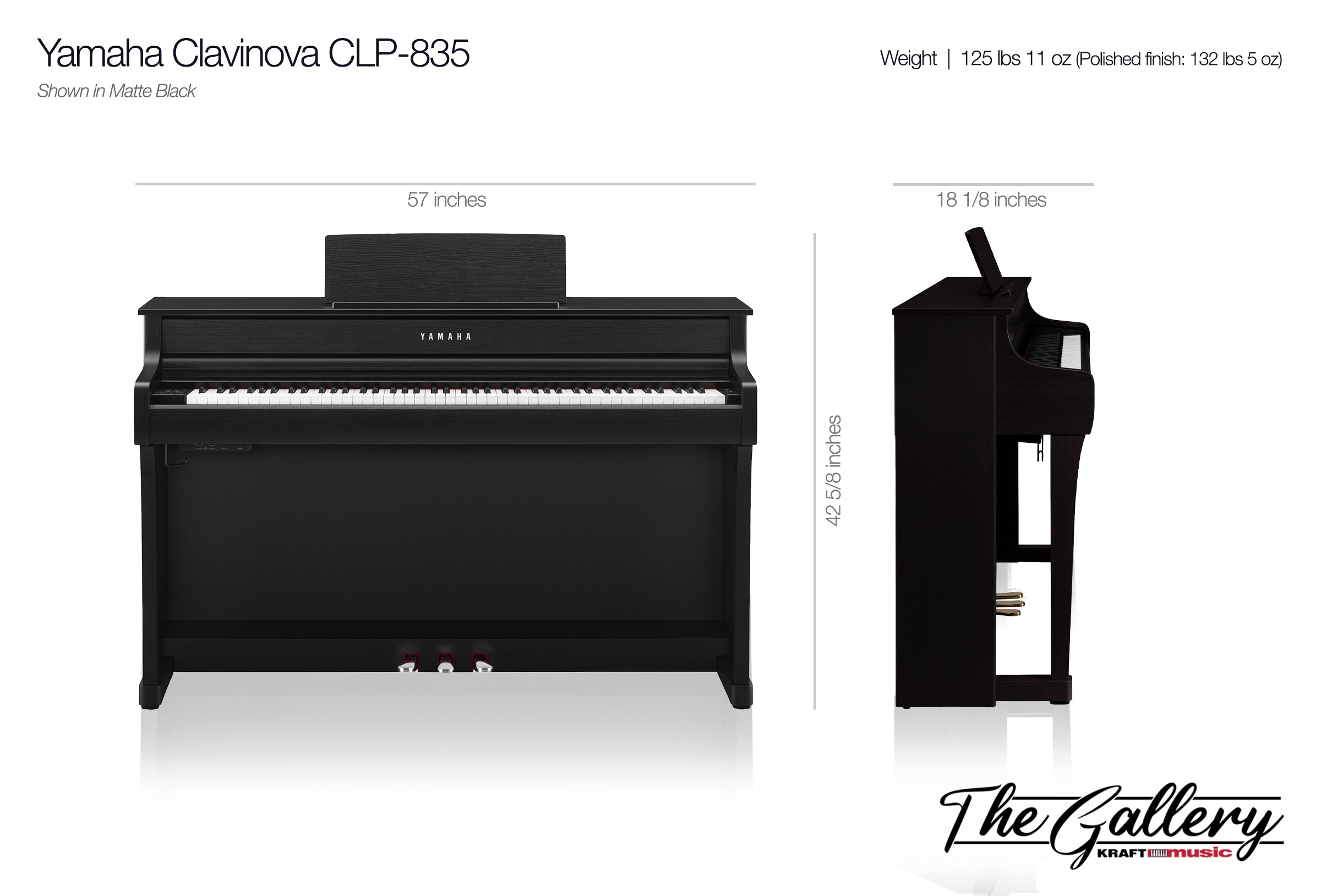 Yamaha Clavinova CLP-835 Digital Piano - Polished Ebony – Kraft Music