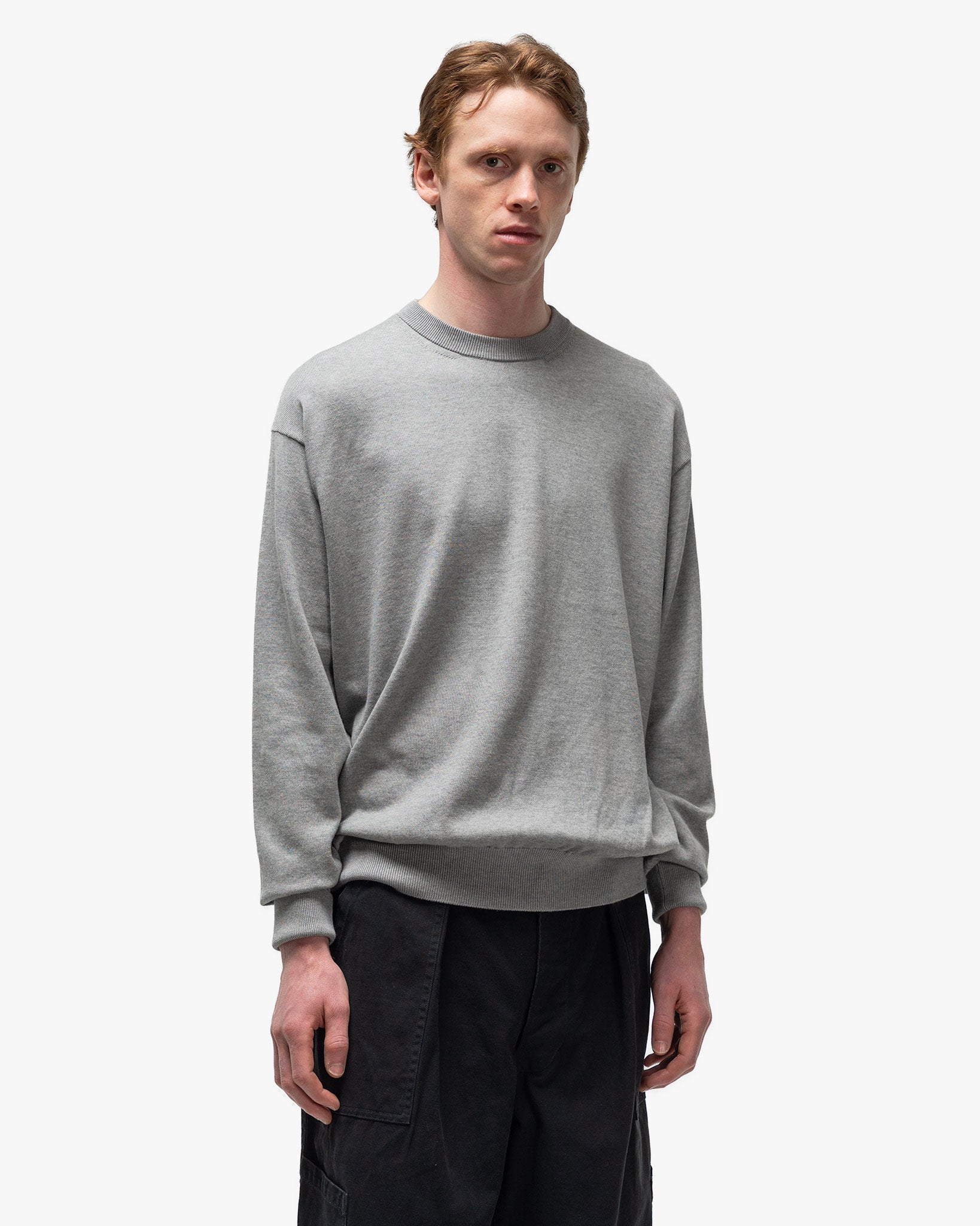 A.PRESSE Cotton Knit L/S T-Shirt Grey | HAVEN