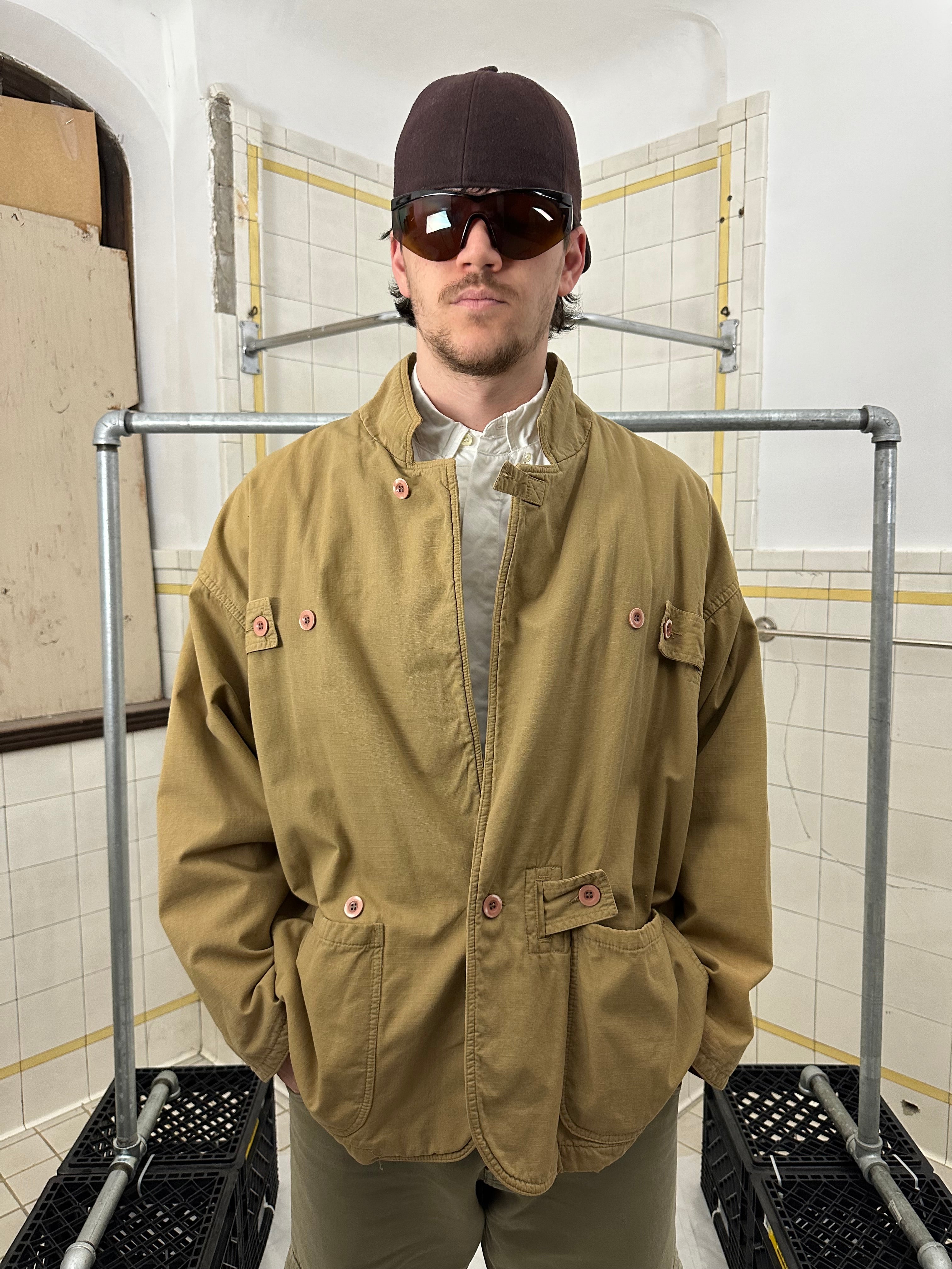 1980s Marithe Francois Girbaud Lined Khaki Ripstop Oversized Coat