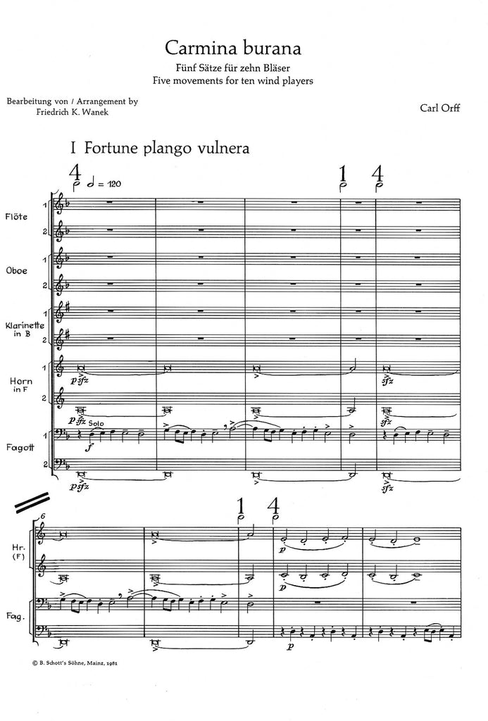 カルミナ・ブラーナ（スコアのみ） (木管十重奏)【Carmina Burana