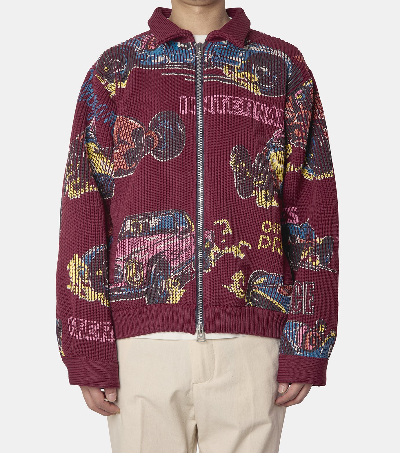 サカイ - sacai | Car Race Print Knit Blouson-Bordeaux-3の通販
