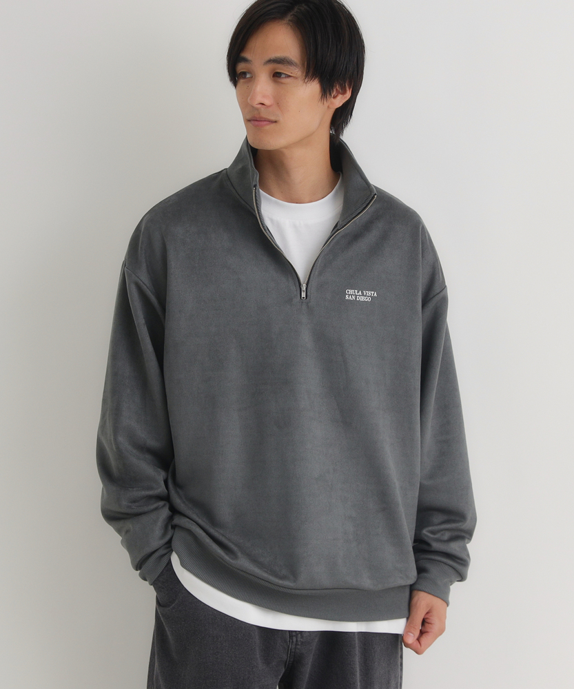 フェイクスエードハーフZIPトレーナー「NEWカラ―追加」(M オフシロ