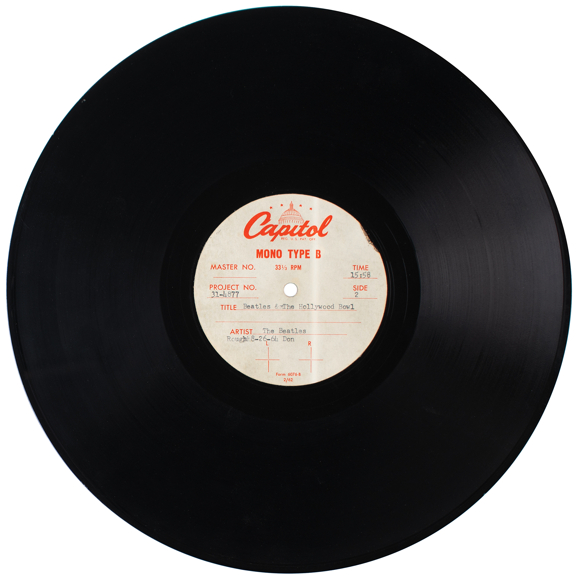Beatles Live at the Hollywood Bowl Acetate | RR Auction