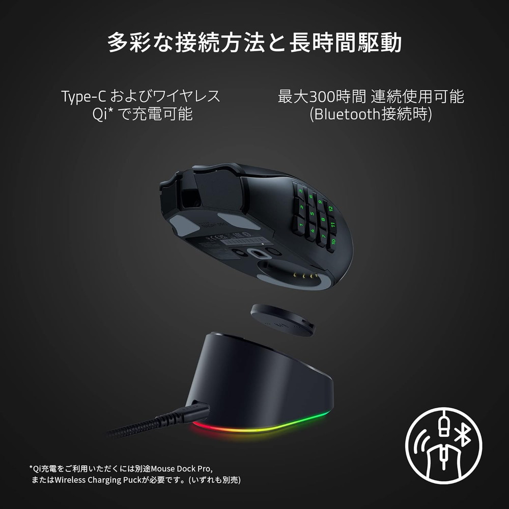 Razer レイザー Naga V2 Pro FPS / MMO / MOVA 多目的ワイヤレス