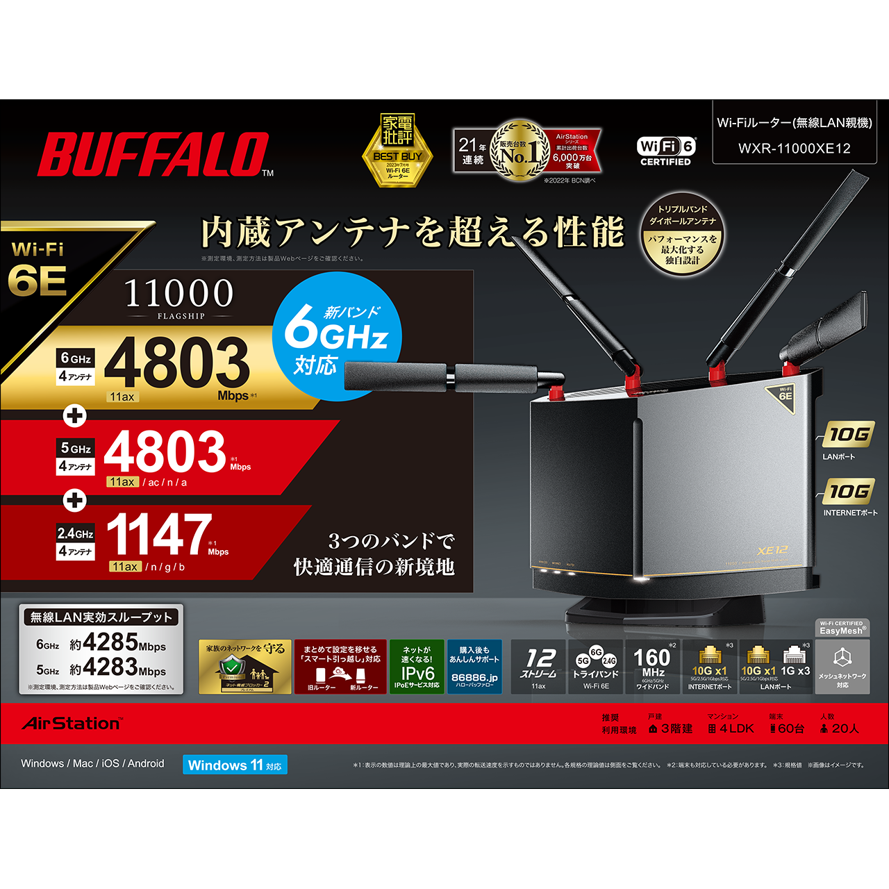 BUFFALO バッファロー AirStation WXR-11000XE12 [無線LAN親機 / Wi-Fi