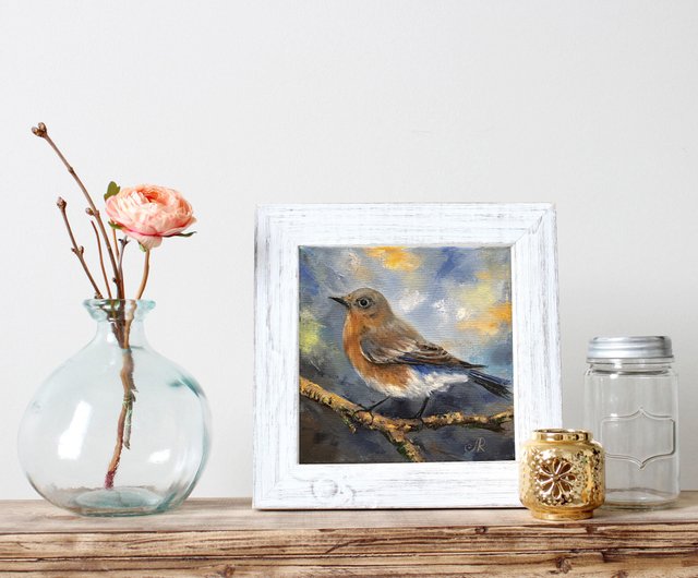 油絵 専用 旅に出る決意をする鳥の家族 油絵 専用 旅に出る決意をする