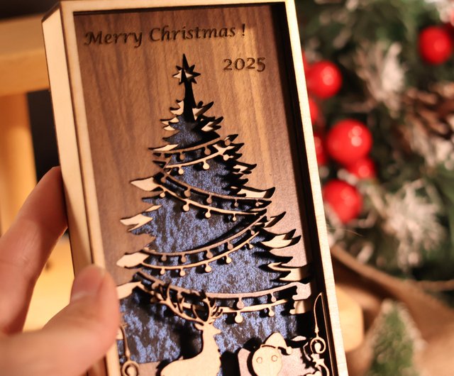 台湾 Wzland クリスマスカード/グリーティングカード/立体カード/木製