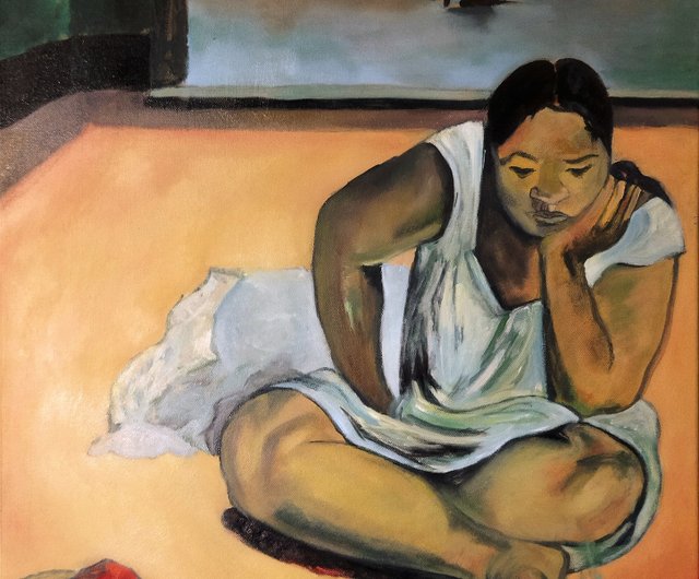 送料無料】ロシア ゴーギャンの大きな油絵「タヒチの若い女性」の複製