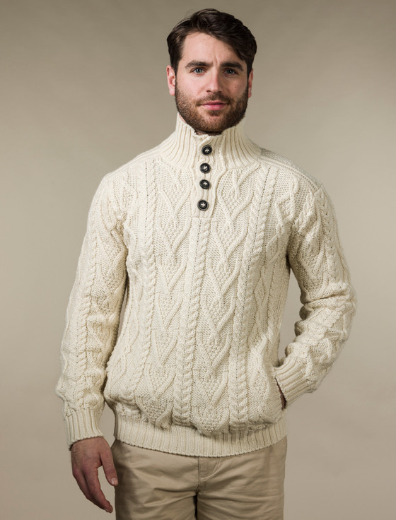 Buttoned Merino Wool Sweater [Free Express Shipping Offer]