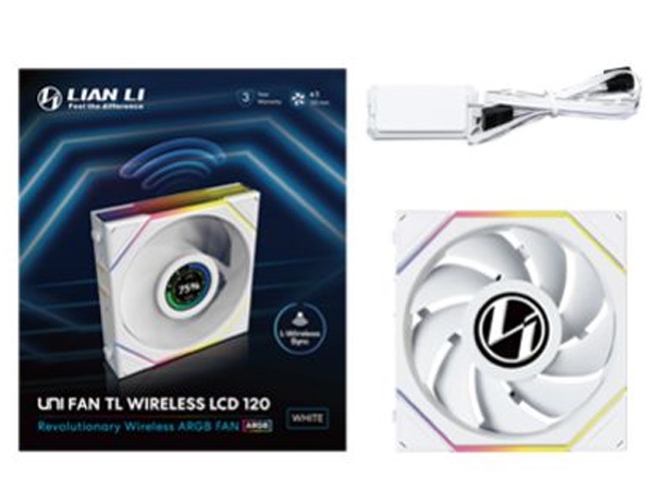 Lian Li Uni Fan TL120 LCD Wireless ARGB 120mm Fan - White (1-Pack