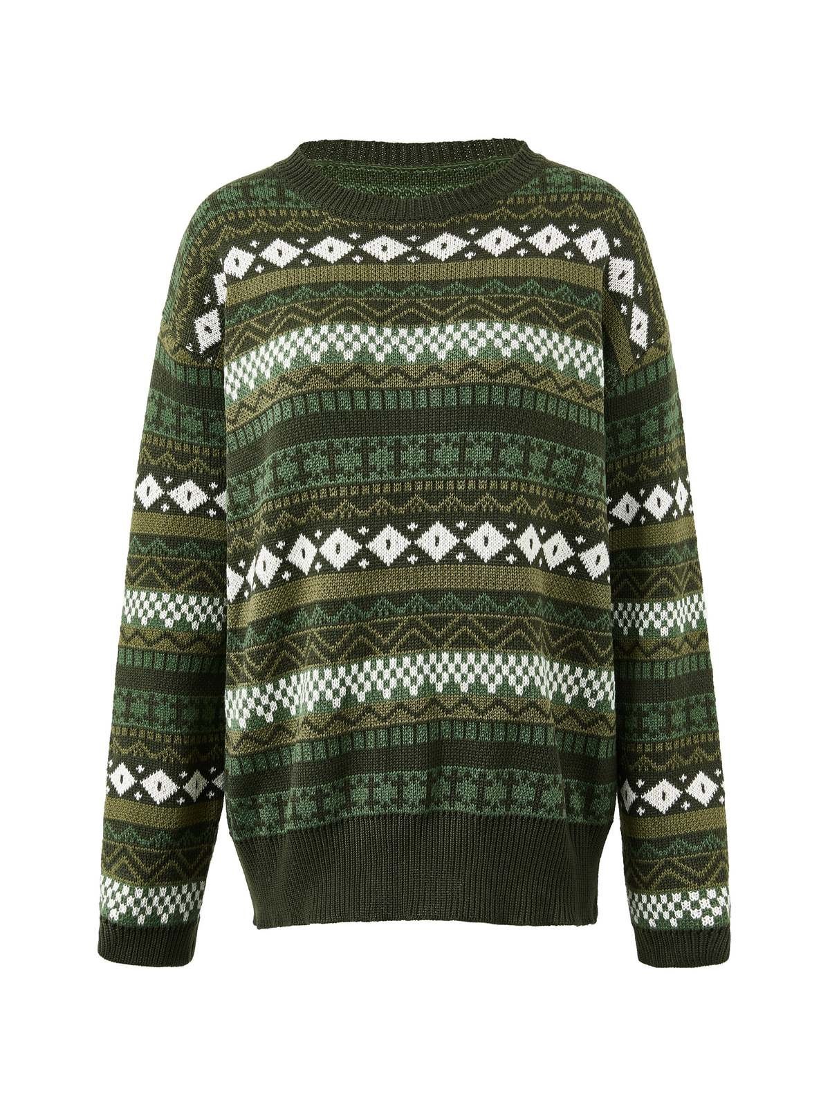 Emmiol Free shipping 2026 Long Sleeve Vintage Jacquard Sweater