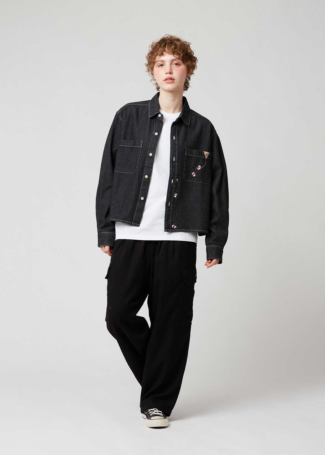 ローリングパンダズティー｜クロップドデニムシャツ｜ウィメンズ