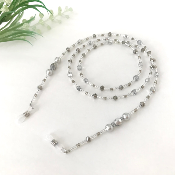 チェコガラス メガネチェーン グラスコード メガネストラップ シルバー