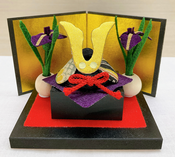 五月飾り【兜五月飾り】兜飾り 端午の節句 子どもの日 花菖蒲 屏風付き