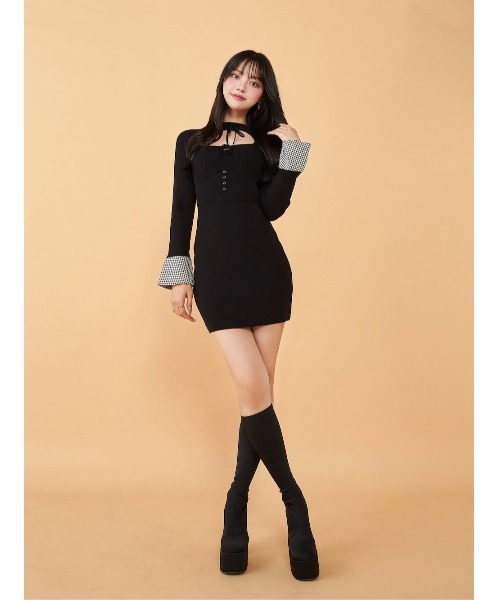 Darich（ダーリッチ）の「フロントオープンニットミニワンピース