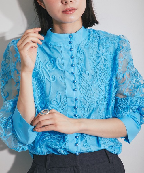 ANOTHER S（アナザーエス）の「花柄刺繍シャツブラウス（シャツ