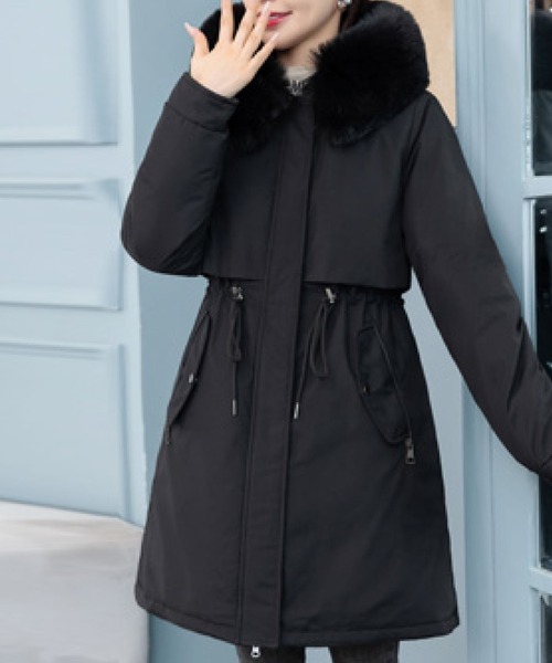 ふわもこファー付き中綿ロングジャケット（モッズコート）｜2ly2