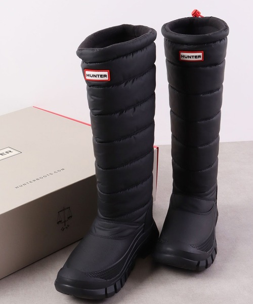 新品！HUNTER ブラック 迷彩 ロングブーツスノーブーツ