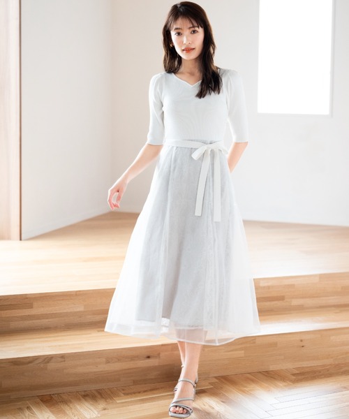 セール】シアーレースドッキングワンピース/MM427413（ワンピース