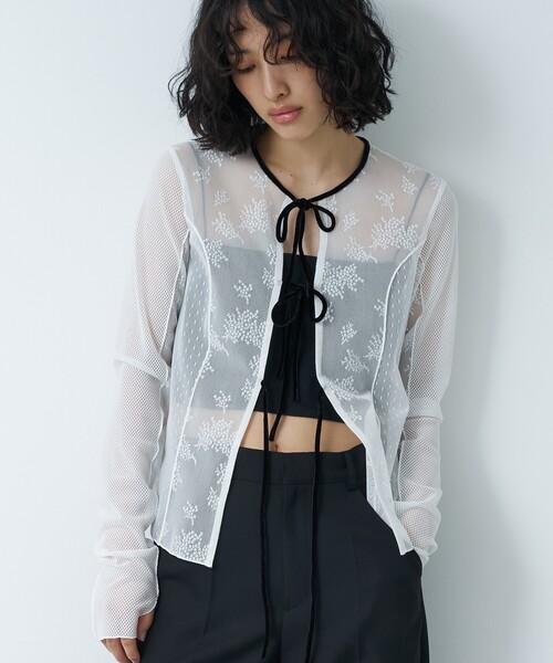 CODE A（コードエー）の「◇CODE A｜tulle lace ribbon blouse（シャツ