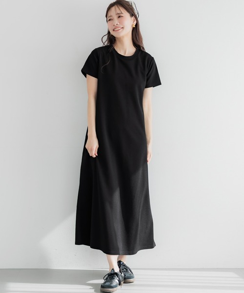 エンボス加工半袖マキシワンピース（ワンピース）｜coca（coca）（コカ
