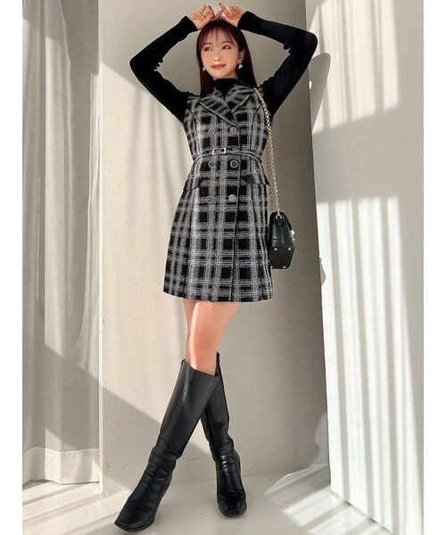 D&Gレースとツイードのノースリーブミニワンピース D&Gレースと