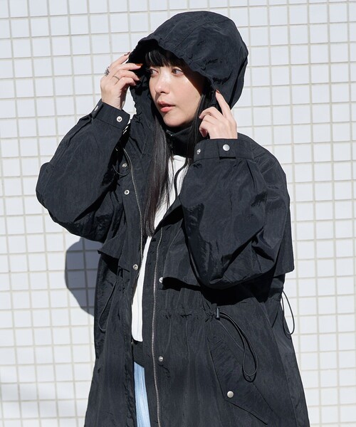 セール】ナイロン ドローコード ロングコート（モッズコート