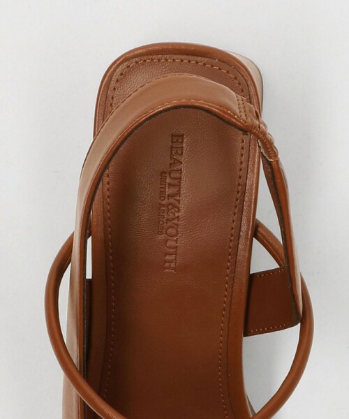 レザーライク オープントゥ バックストラップミュール（サンダル