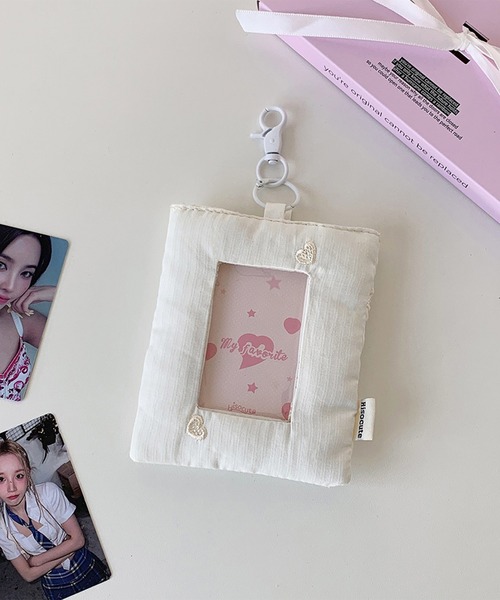 推し活トレカホルダー/ハート刺繍カードホルダーキーホルダー/トレカ