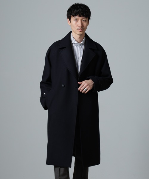 セール】ウールカシミヤ二重織りメルトンダブルブレスコート