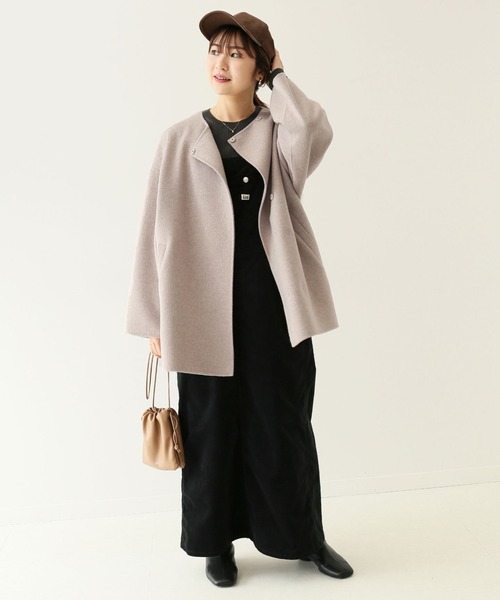 SLOBE IENA HAMILTONダブルフェイスウールノーカラーコート SLOBE IENA