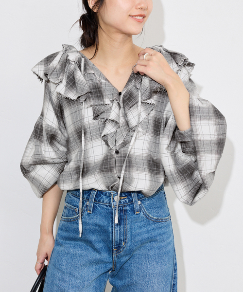 セール】crinkle crinkle crinkle SLOBE別注 ネルチェックラッフル