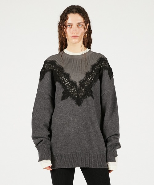 レースラインオーバーニット / Lace-Line Over-Knit（ニット/セーター