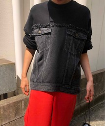 Ameri（アメリ）の「DENIM SWEAT OVER TOP（スウェット）」 - WEAR