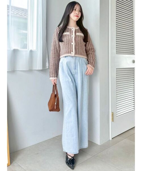 ツイードライクショートニットジャケット（カーディガン/ボレロ