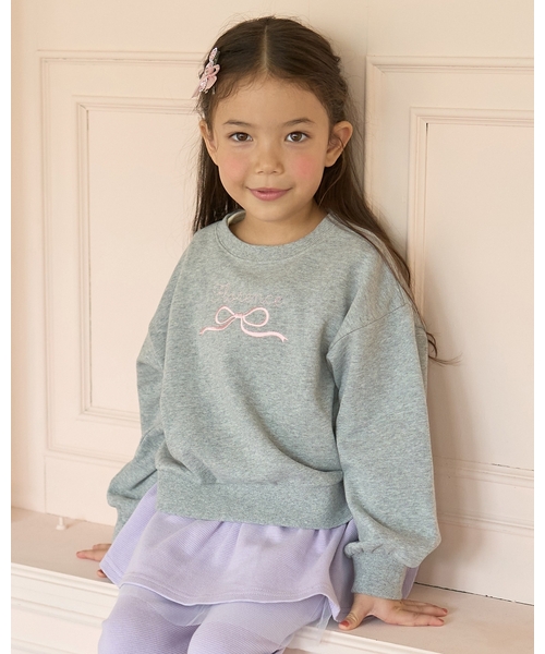 セール】【毛玉バイバイ裏毛】リボン刺しゅうスウェット（スウェット