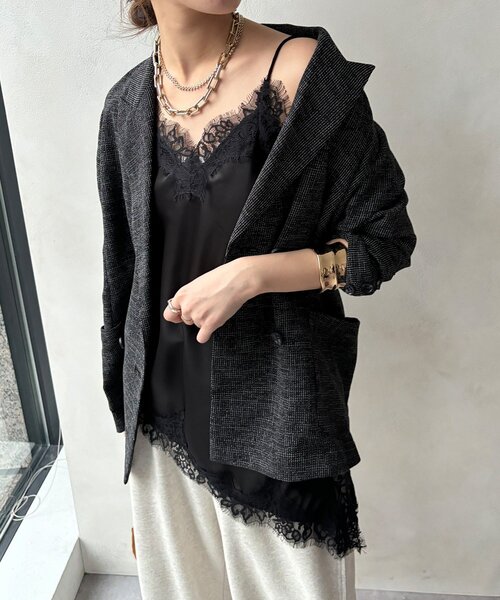 ショート丈アシメレースキャミ（シャツ/ブラウス）｜DouDou（ドゥドゥ