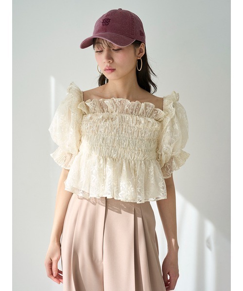 SNIDEL（スナイデル）の「Sustainableギャザーオフショルブラウス