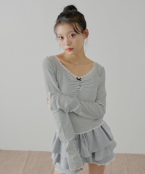 セール】前後2wayレースギャザーロンT（Tシャツ/カットソー）｜Chico