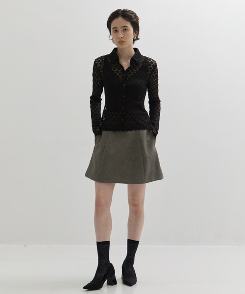 セール】【CLANE/クラネ】3D FLOWER LACE SHIRT/フラワーレースシャツ