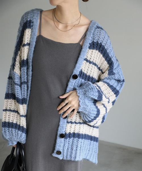 セール】マルチボーダーニットカーディガン（カーディガン/ボレロ