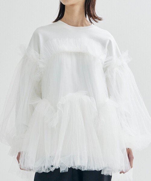 VIVIANO/ヴィヴィアーノ】Swell Tulle Sweat Shirt/チュールスウェット