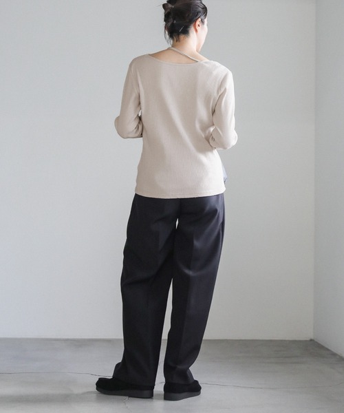 セール】ネックデザインテレコトップス（Tシャツ/カットソー）｜select