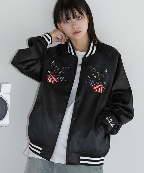 セール】ヴィンテージライクマルチ刺繍ショートジャケット スカジャン