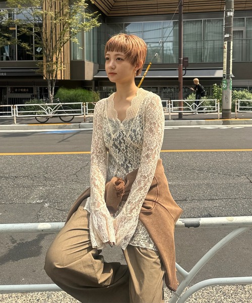 COMBINATION LACE TOP（Tシャツ/カットソー）｜Ameri（アメリ）の