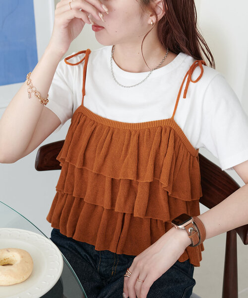 セール】【新色追加/WEB限定】フリルニットビスチェ（キャミソール