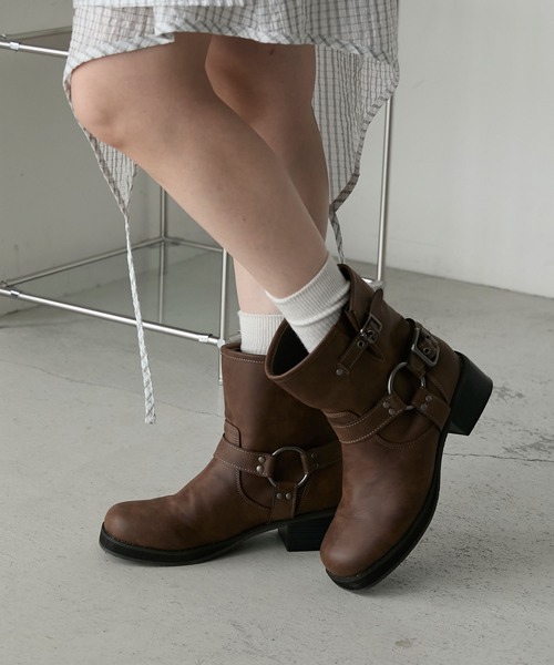 forksy.】ヴィンテージライクミドルバイカーブーツ forksy.│MONO-MART