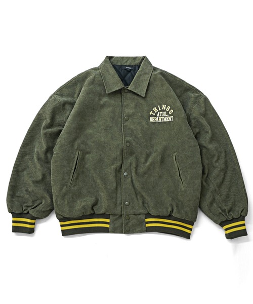 コーデュロイ襟付きキルティングスタジャン メンズ ルーズシルエット