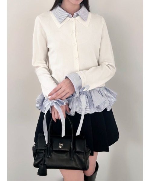 シャツドッキングヘムボリュームニットプルオーバー（ニット/セーター