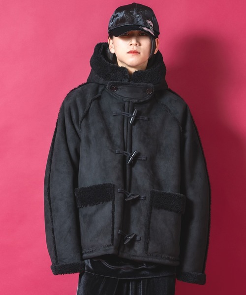 a.p.o.v. ボアボンディングスウェードムートンオーバーサイズダッフル